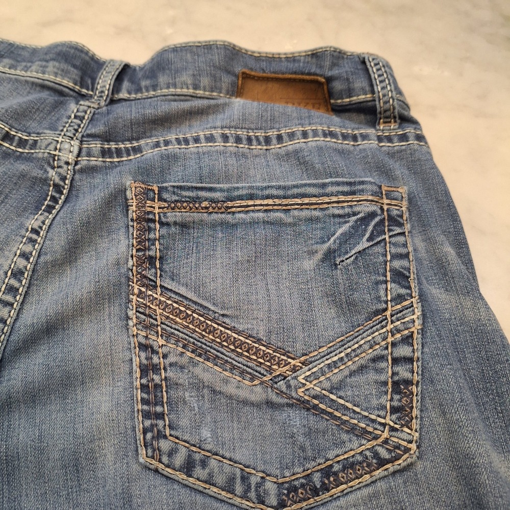 BKE Tyler Straight Leg Jeans‎ Mens 33R Medium Wash Contrast Stitch Denim Casual - Picture 8 of 11